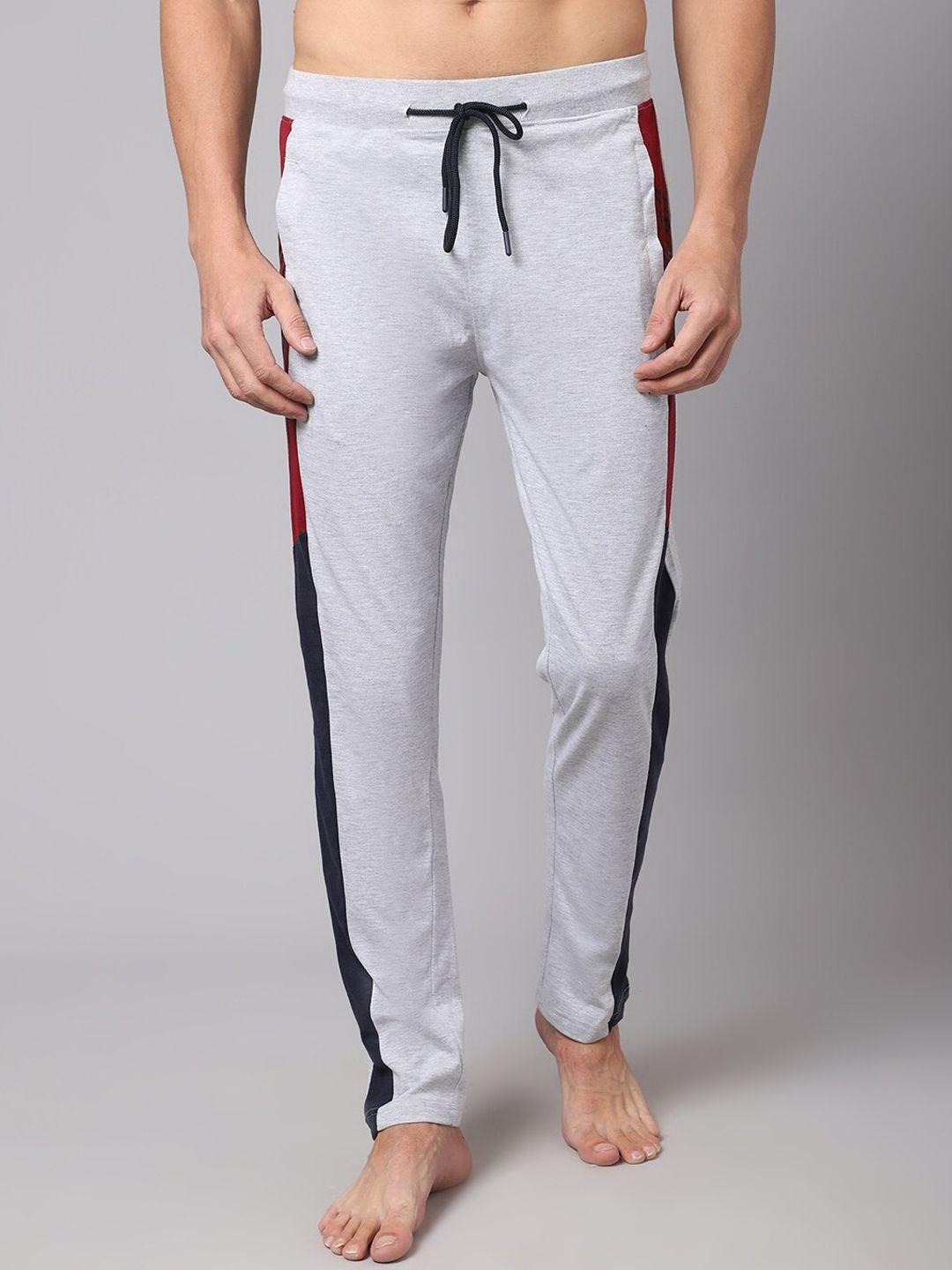 cantabil men grey regular fit solid cotton track pants