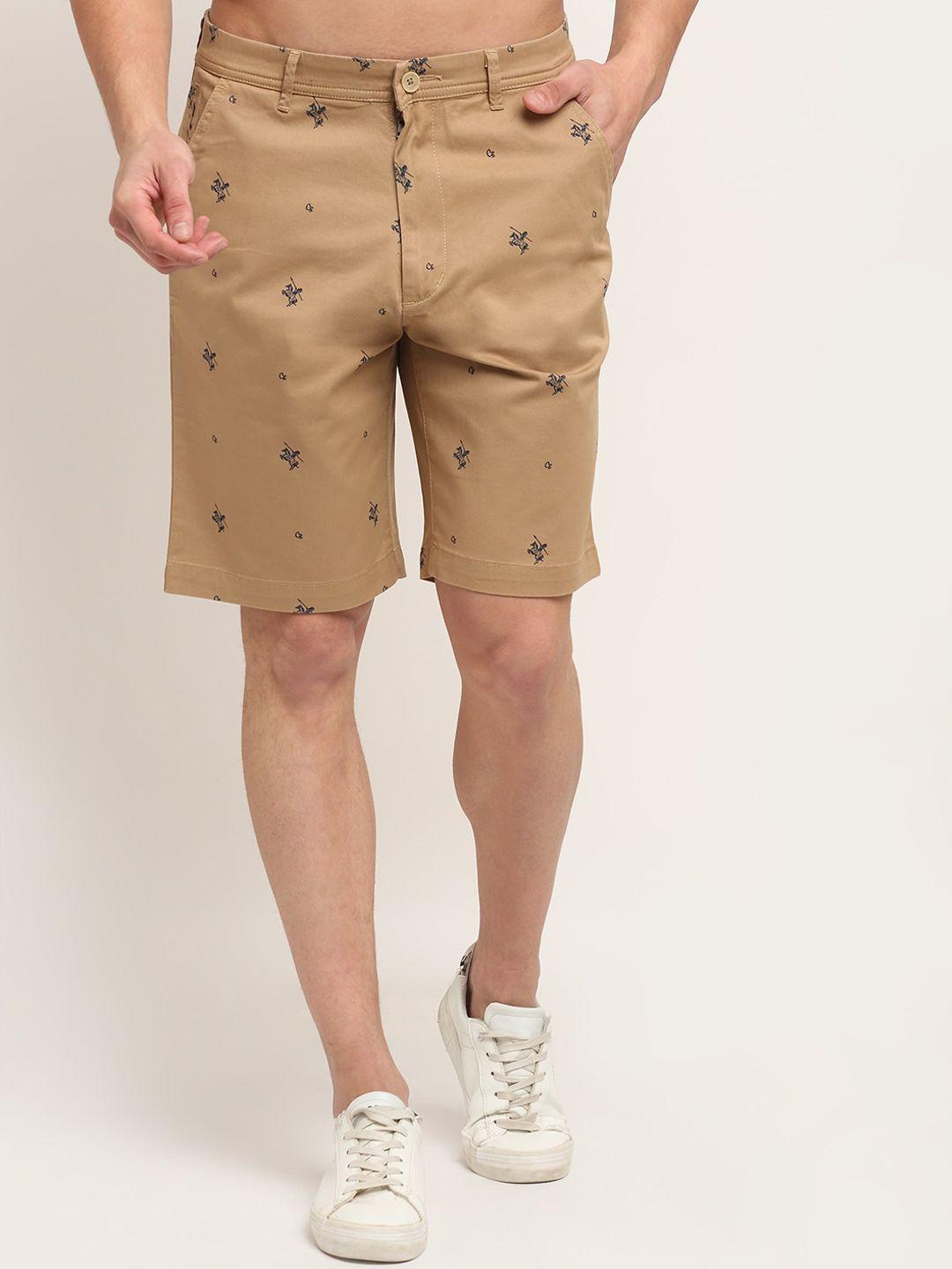 cantabil men khaki conversational printed regular fit shorts