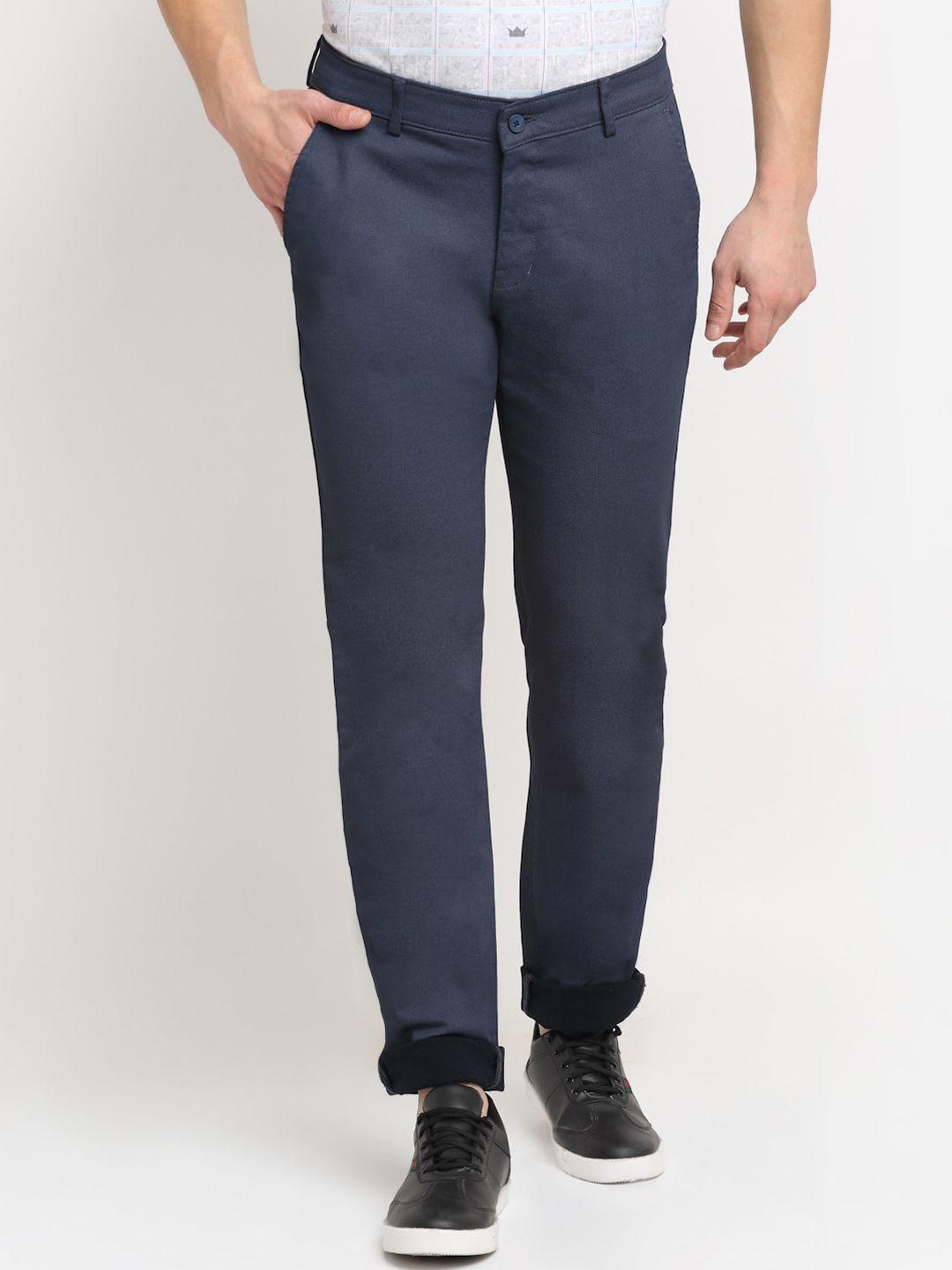 cantabil men navy blue original pure cotton trousers