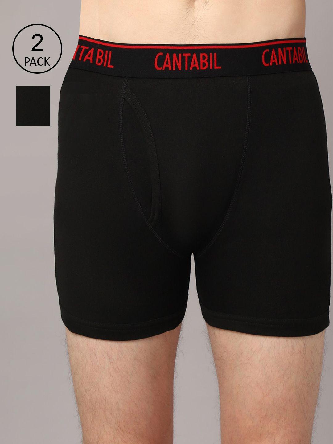 cantabil men pack of 2 black solid cotton basic briefs