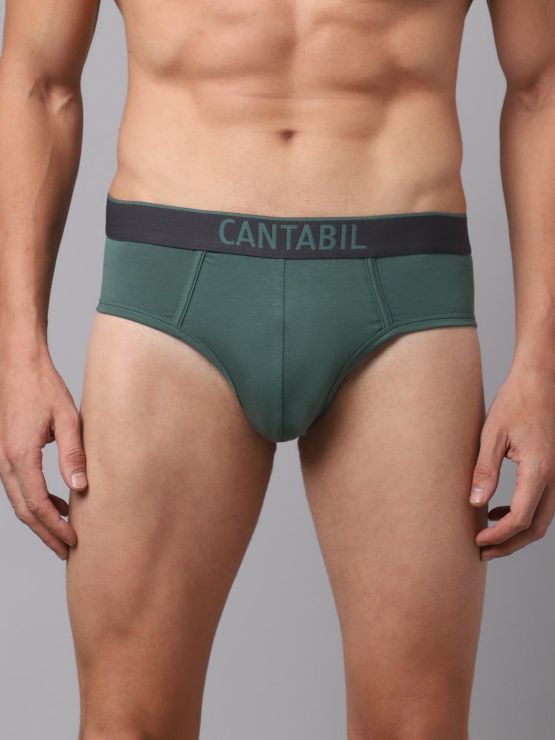 cantabil men pack of 2 green solid basic briefs