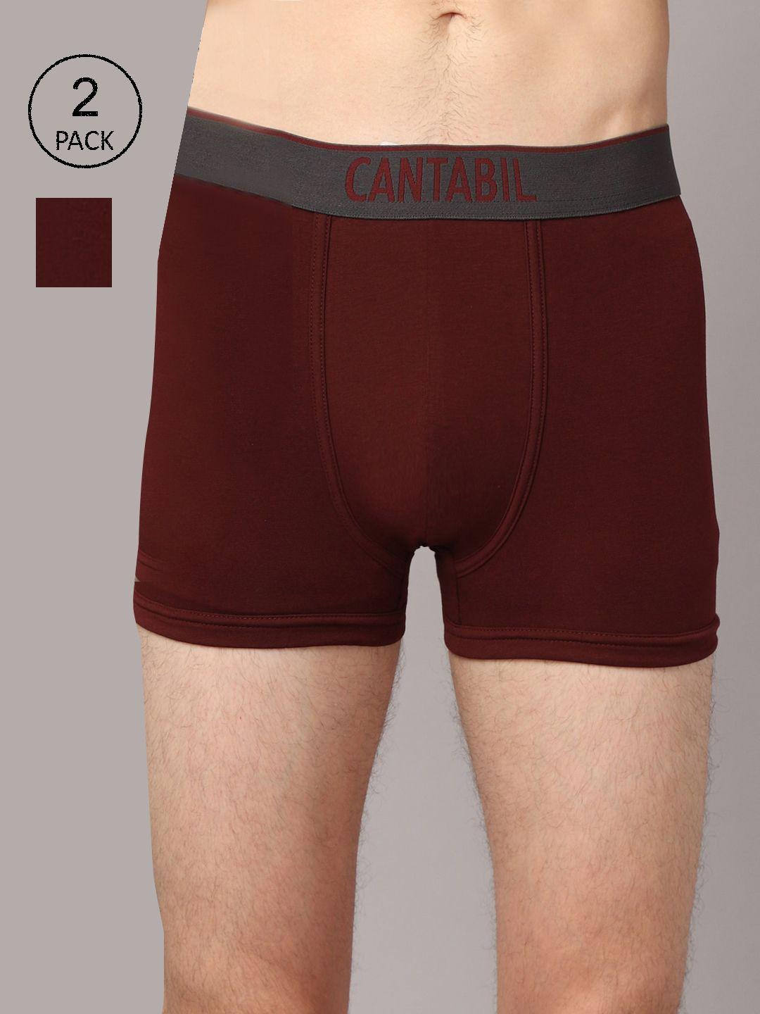 cantabil men pack of 2 maroon solid basic briefs