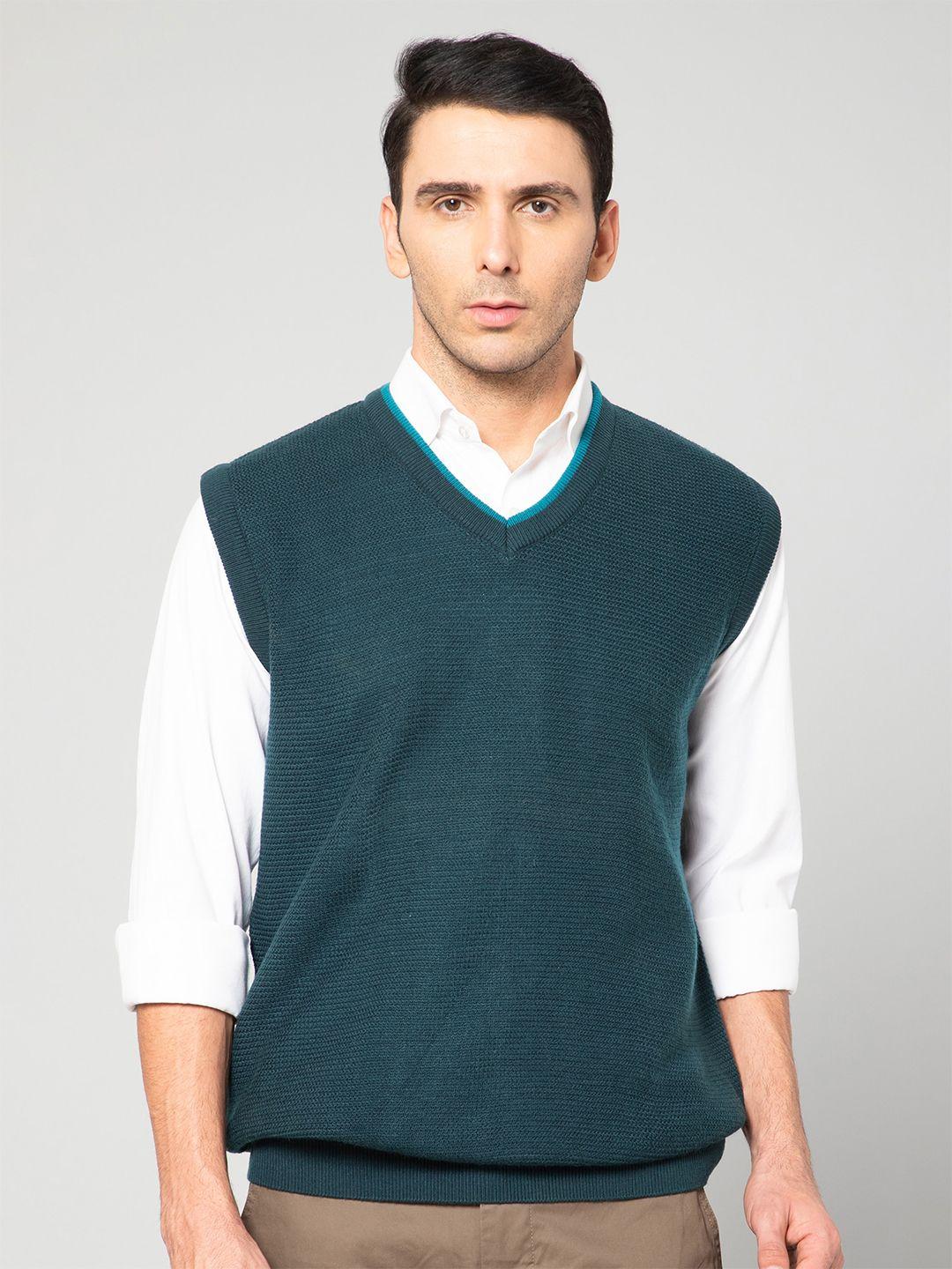 cantabil men teal blue acrylic sweater vest