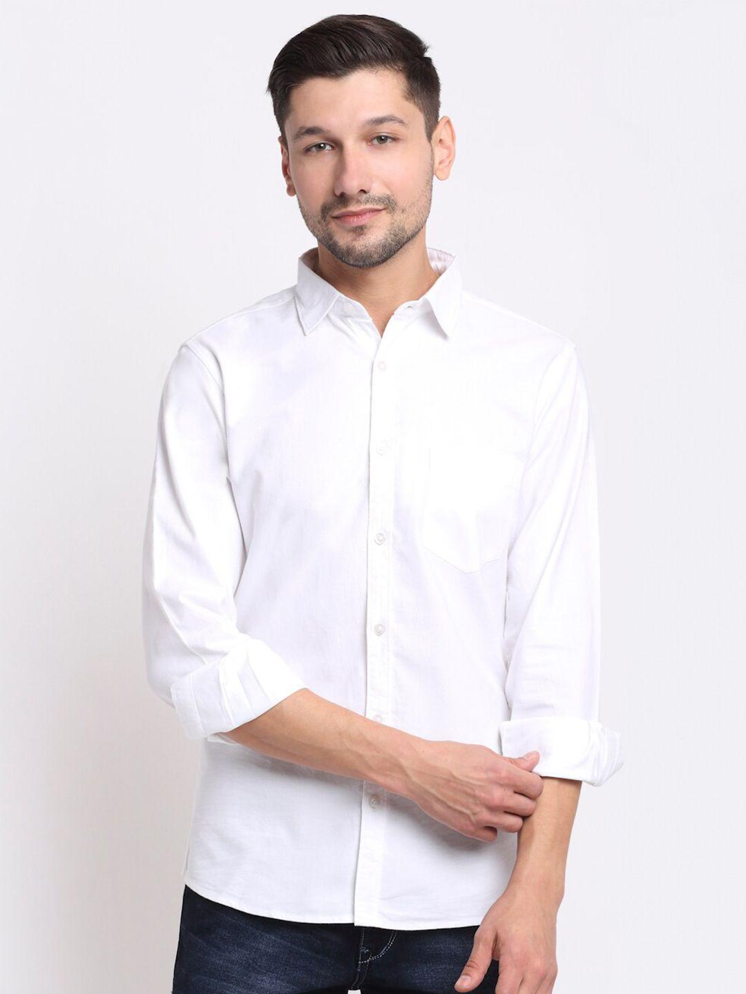 cantabil men white opaque casual shirt