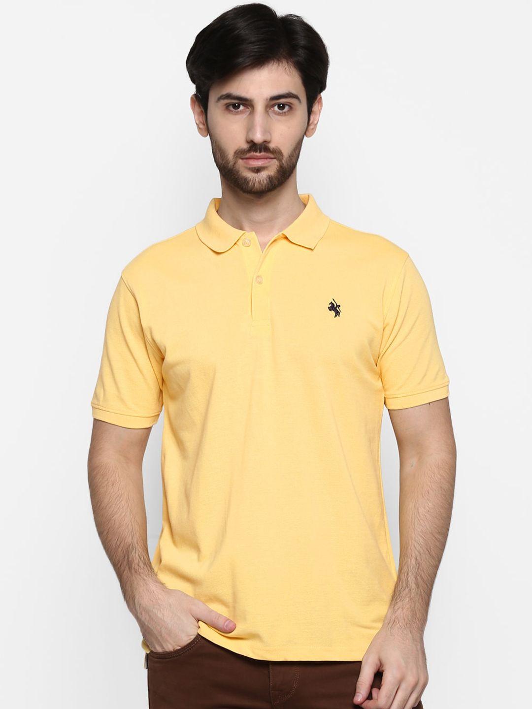 cantabil-men-yellow-solid-polo-collar-t-shirt
