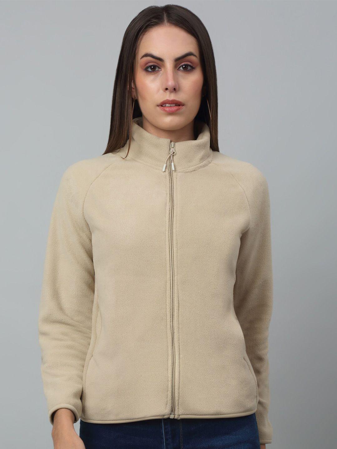cantabil mock collar fleece front open sweatshirt
