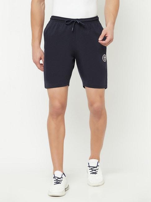 cantabil navy cotton regular fit shorts