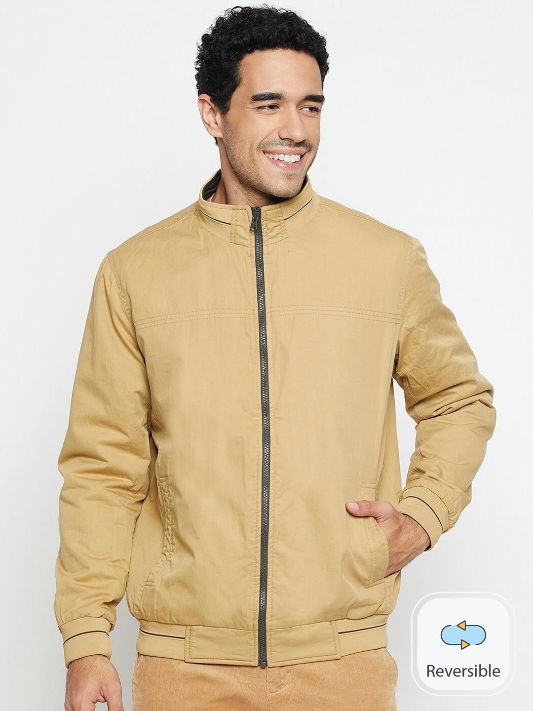 cantabil stand collar reversible bomber cotton jacket