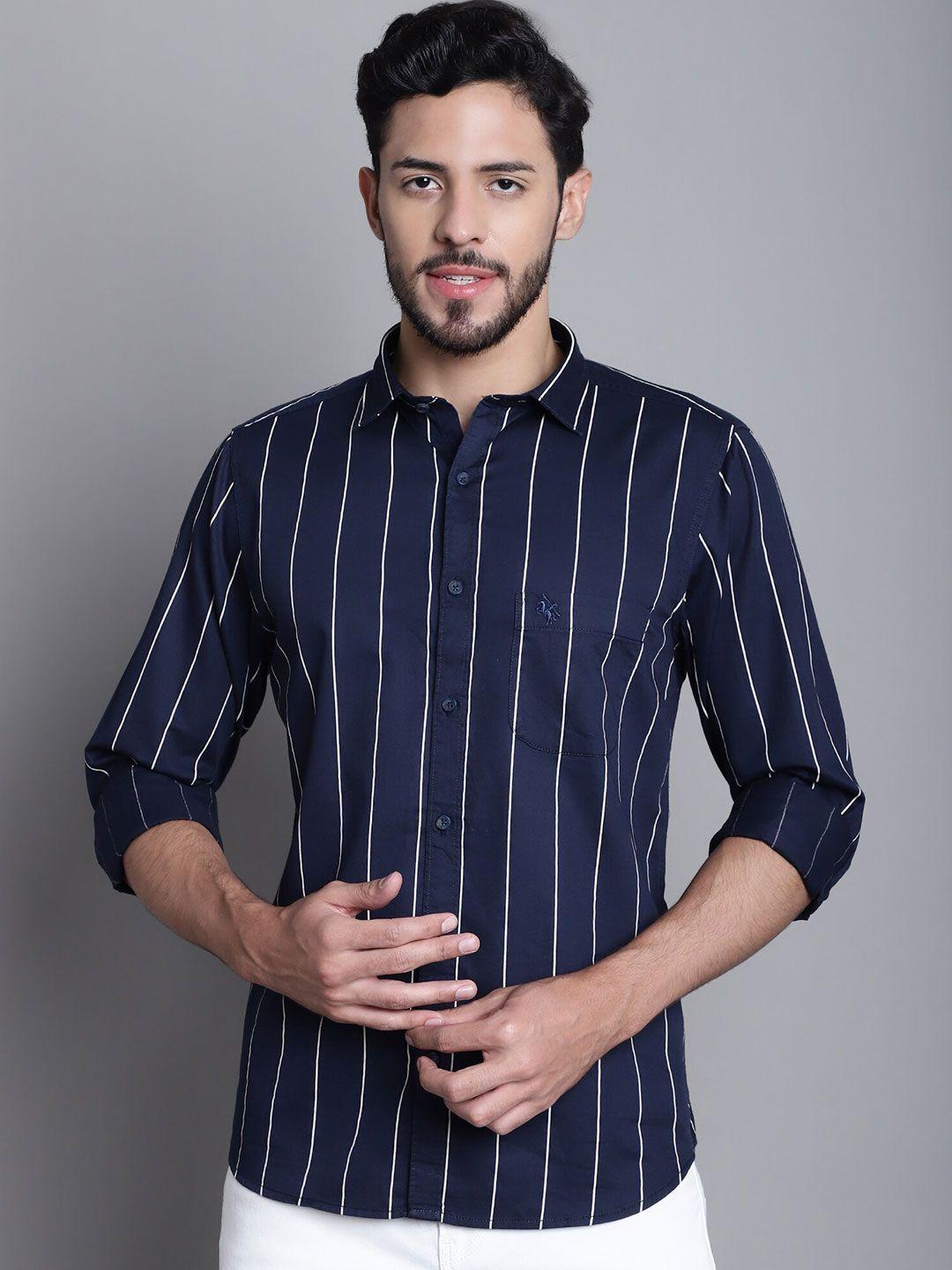 cantabil striped comfort regular fit cotton casual shirt