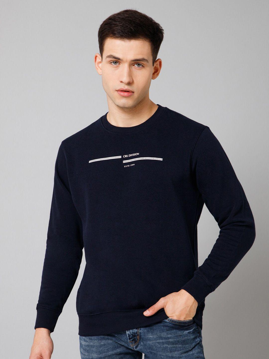 cantabil typography printed fleece pullover sweatshirt