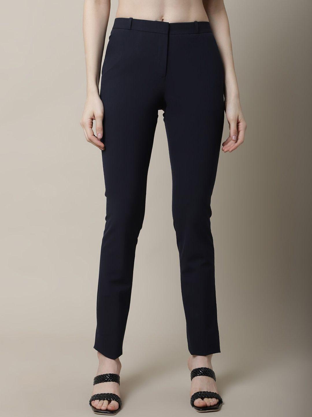 cantabil women mid-rise cotton regular trousers