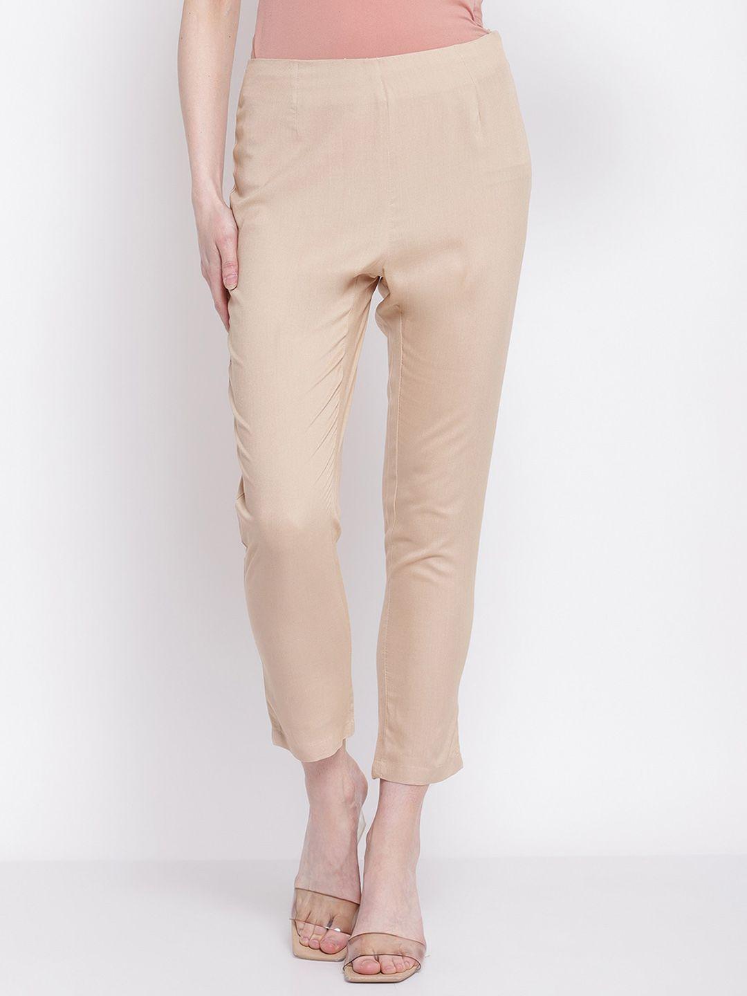 cantabil women mid-rise cropped cigarette trousers