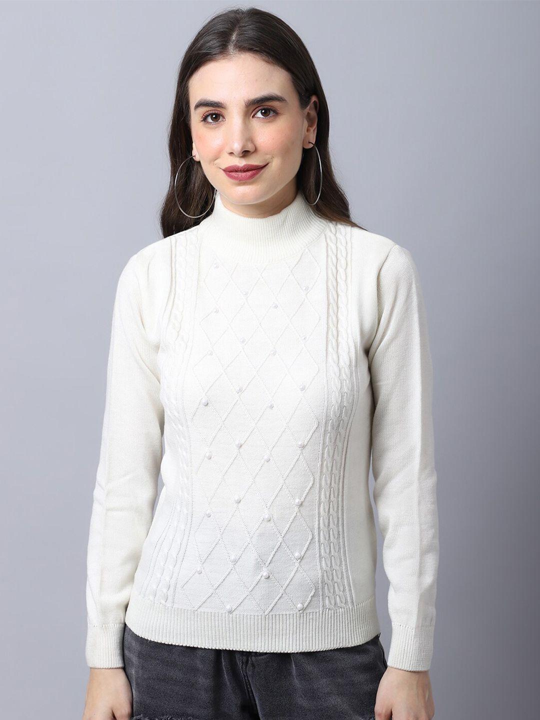 cantabil women off white cable knit pullover