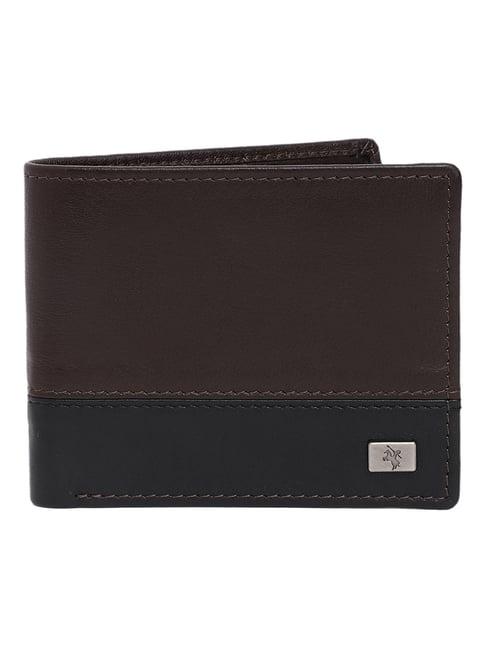 cantabil black & brown color block leather bi-fold wallet for men