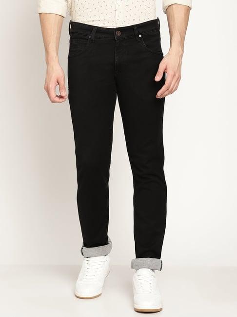 cantabil black cotton regular fit jeans