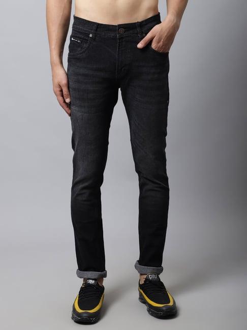 cantabil black cotton regular fit jeans