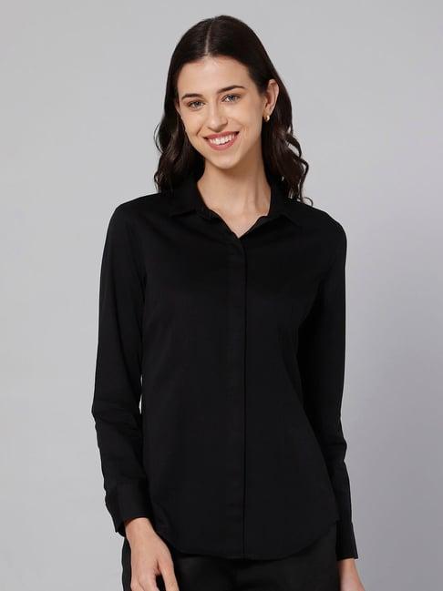 cantabil black cotton shirt