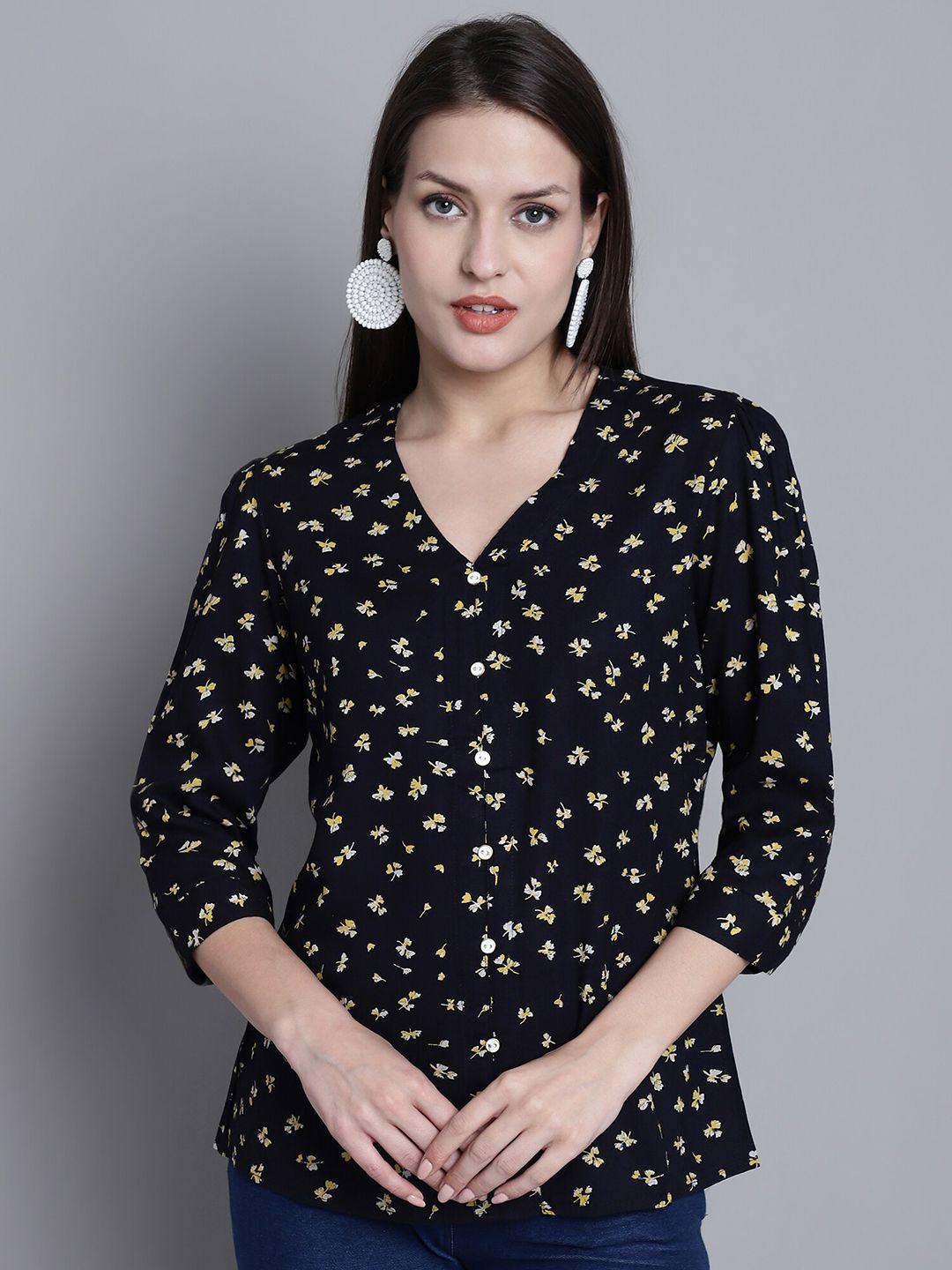 cantabil black floral print top