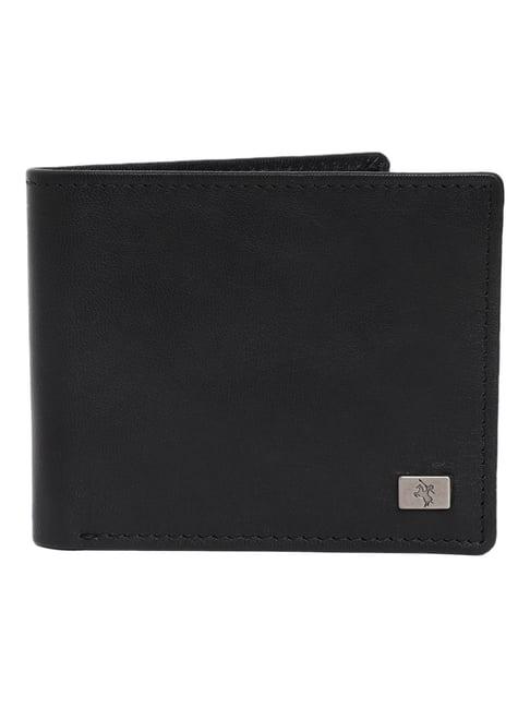 cantabil black leather bi-fold wallet for men