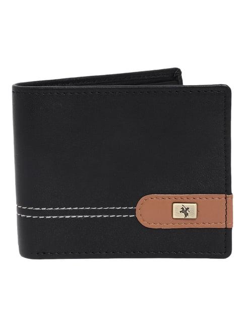 cantabil black leather bi-fold wallet for men