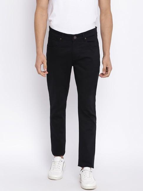 cantabil black regular fit lightly washed jeans