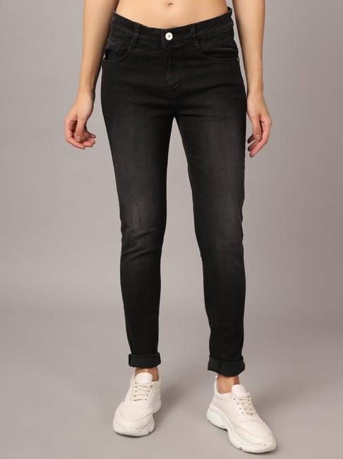 cantabil black regular fit mid rise jeans