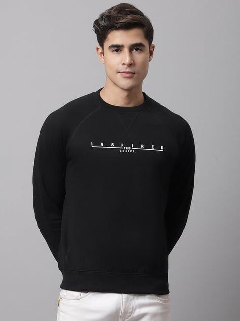 cantabil black regular fit printed sweatshirt