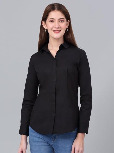 cantabil black regular fit shirt