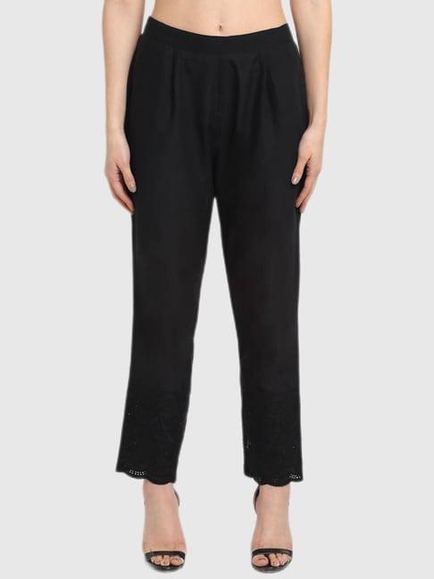 cantabil black straight fit trousers