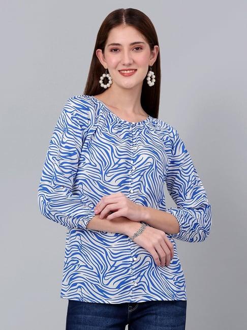 cantabil blue & white animal print top