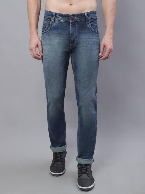 cantabil blue cotton regular fit jeans