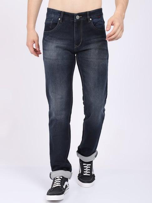 cantabil blue cotton regular fit jeans