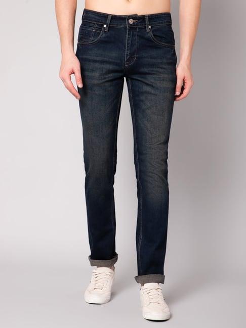 cantabil blue cotton regular fit jeans