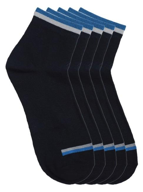 cantabil blue cotton regular fit striped socks - pack of 5