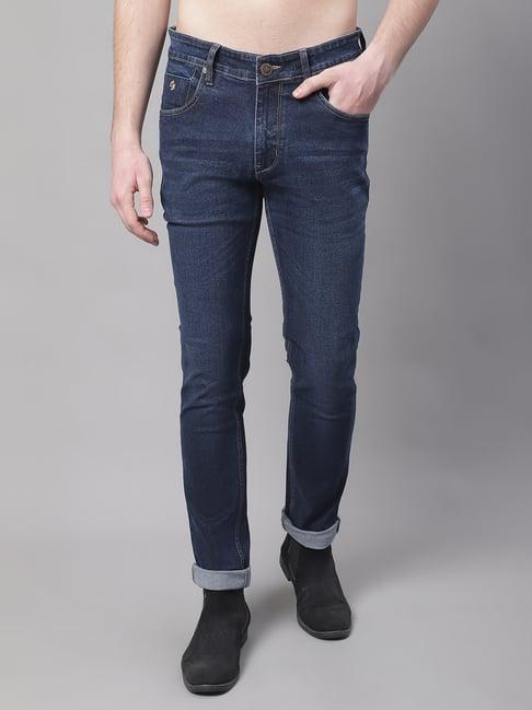 cantabil blue regular fit lightly washed jeans