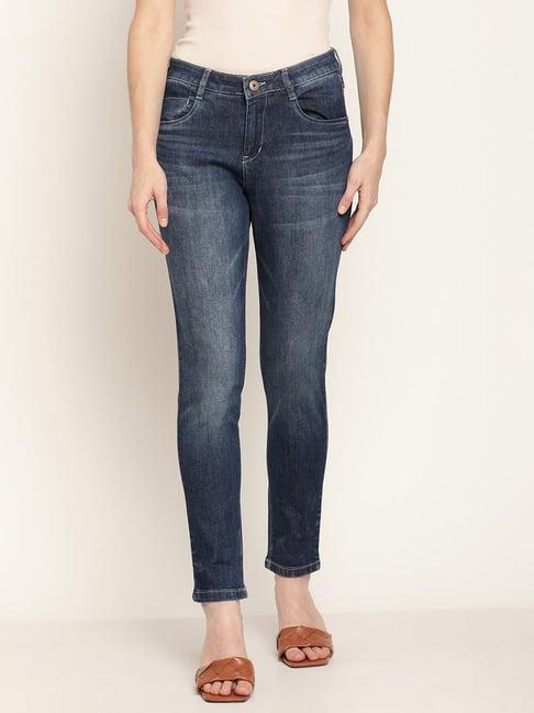 cantabil blue regular fit mid rise jeans