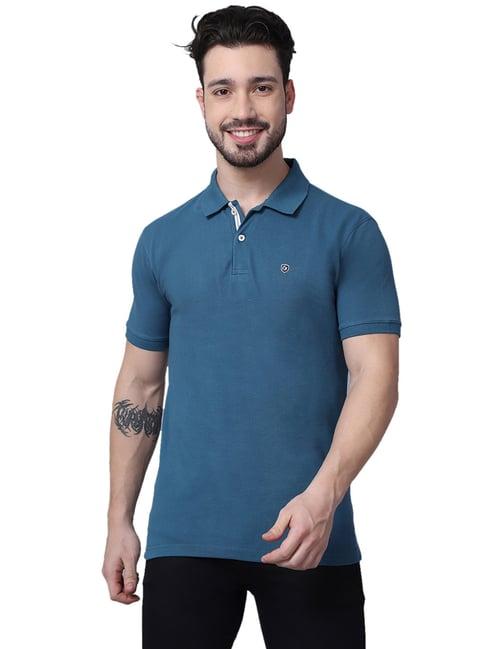 cantabil blue regular fit polo t-shirt