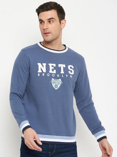 cantabil blue regular fit printed sweatshirt