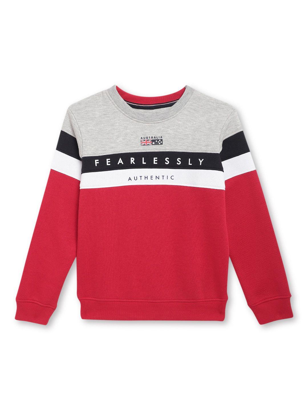 cantabil boys colourblocked fleece pullover sweatshirt