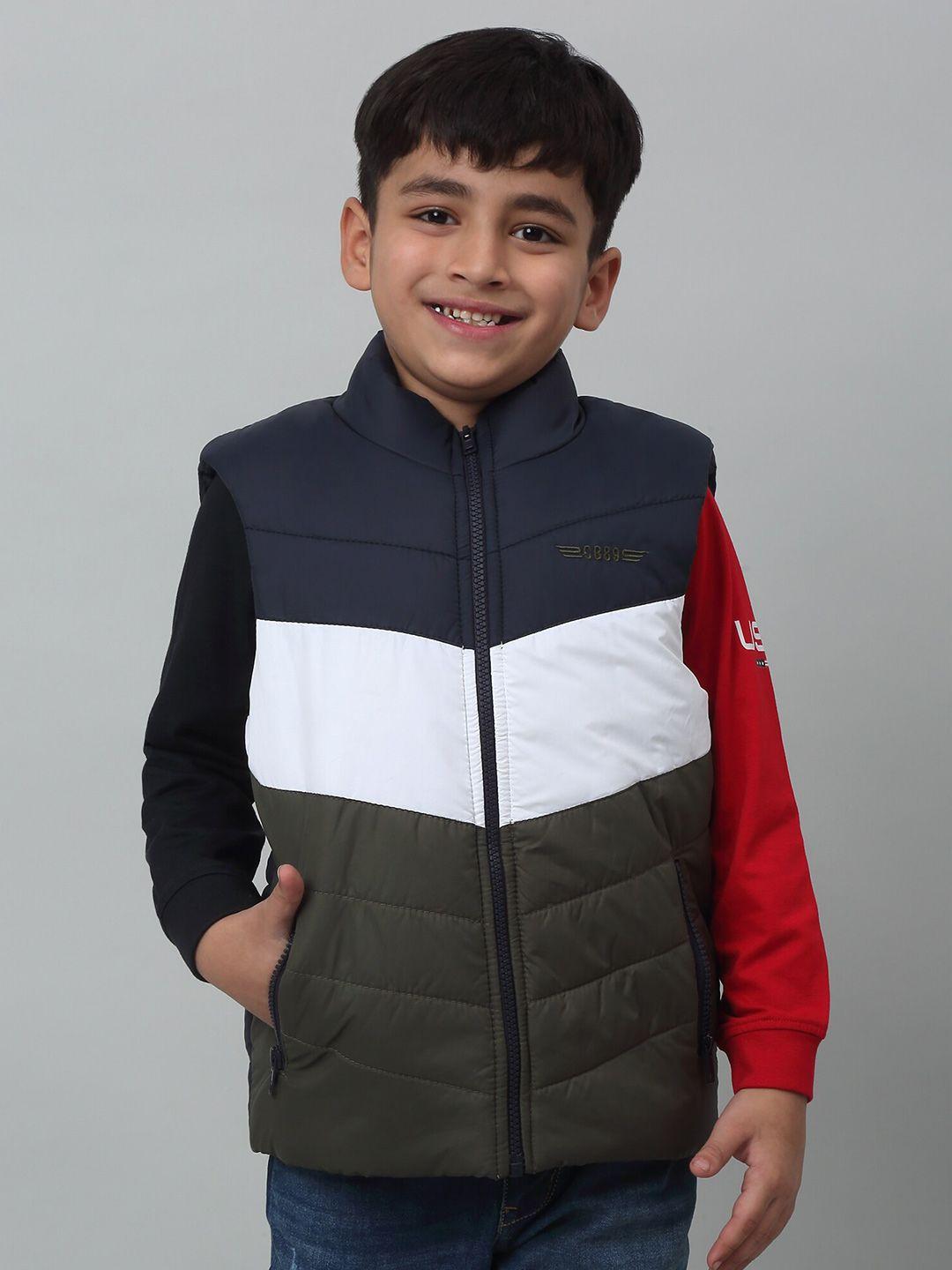 cantabil boys colourblocked sleeveless lightweight puffer jacket