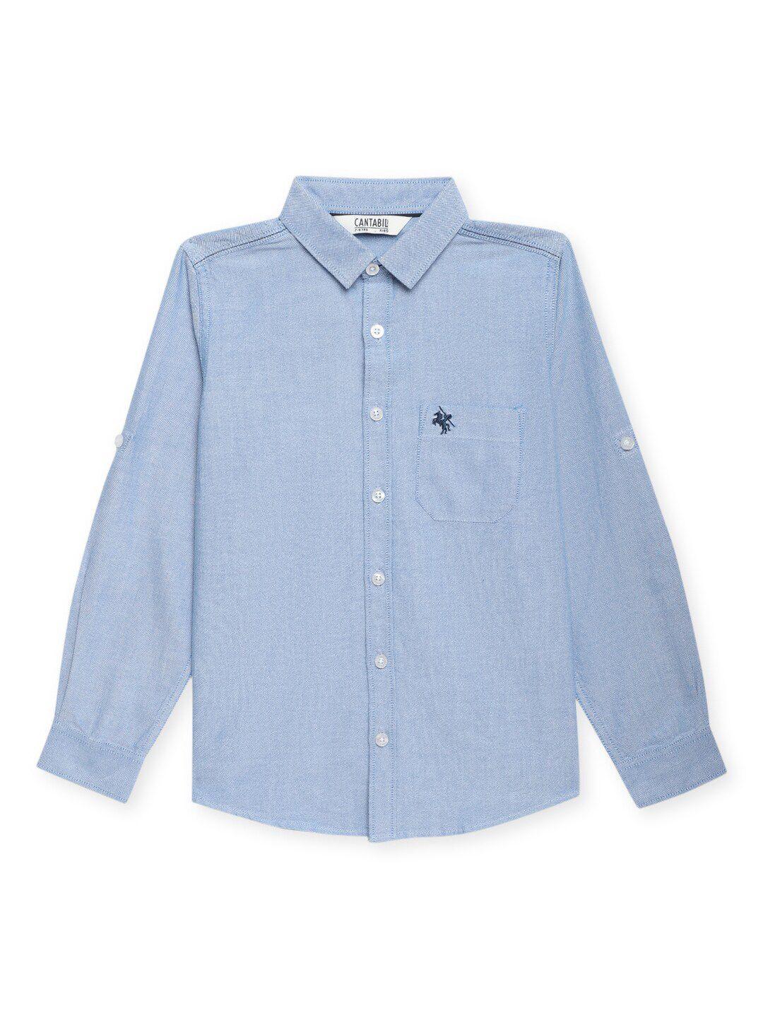 cantabil boys spread collar cotton casual shirt