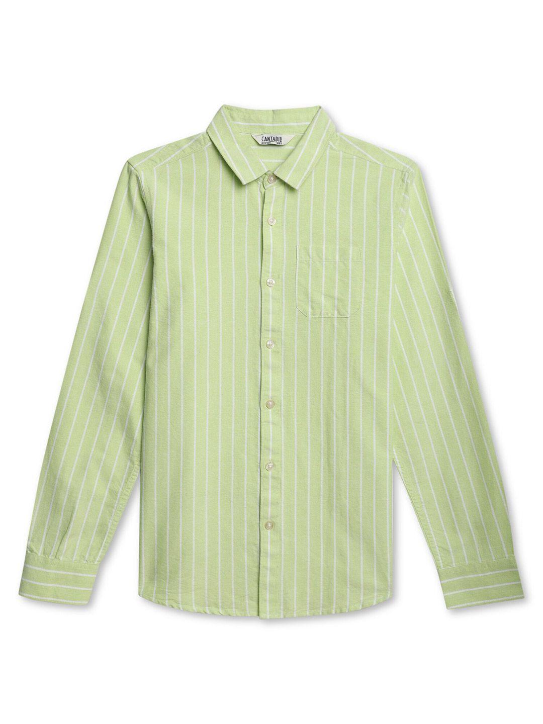 cantabil boys vertical striped cotton casual shirt