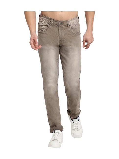 cantabil brown lightly washed jeans