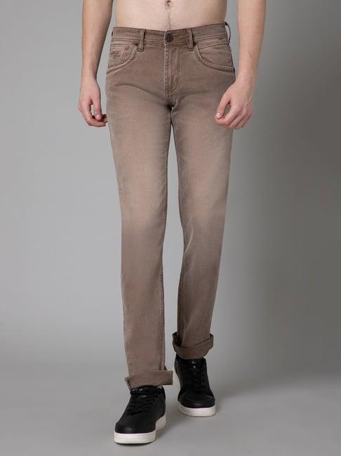 cantabil brown regular fit jeans