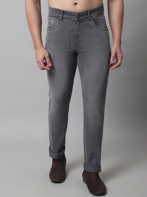 cantabil charcoal regular fit lightly washed jeans