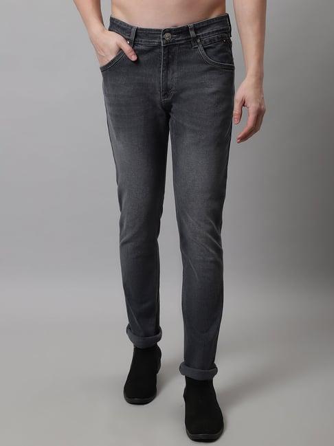 cantabil charcoal regular fit lightly washed jeans