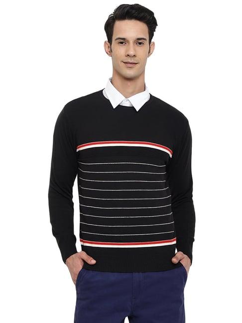 cantabil charcoal regular fit striped sweater