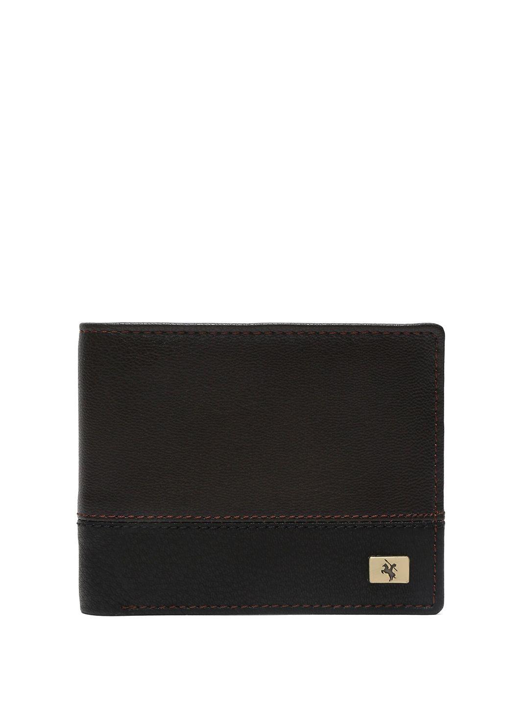 cantabil colourblocked leather two fold wallet