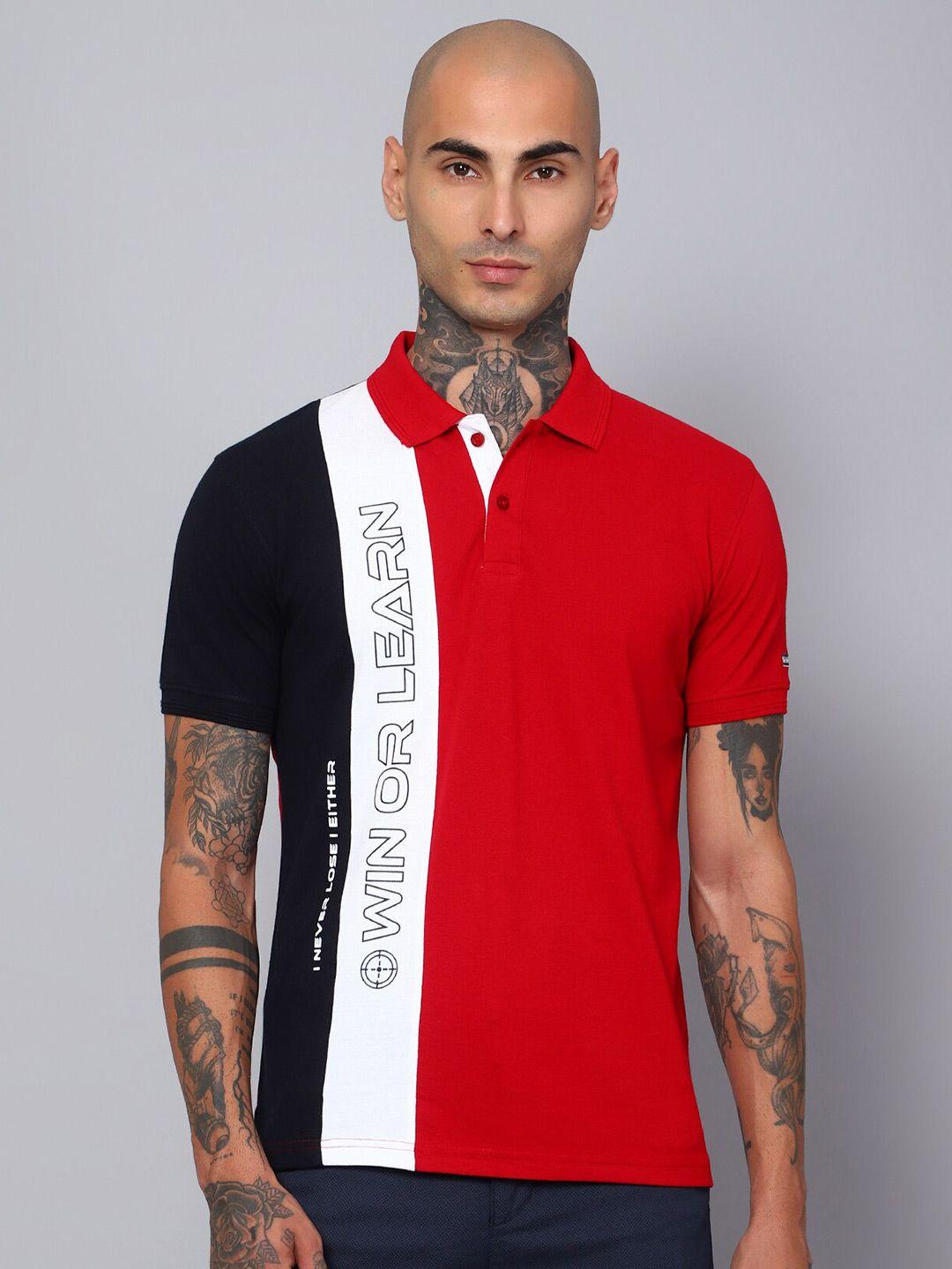 cantabil colourblocked polo collar cotton t-shirt