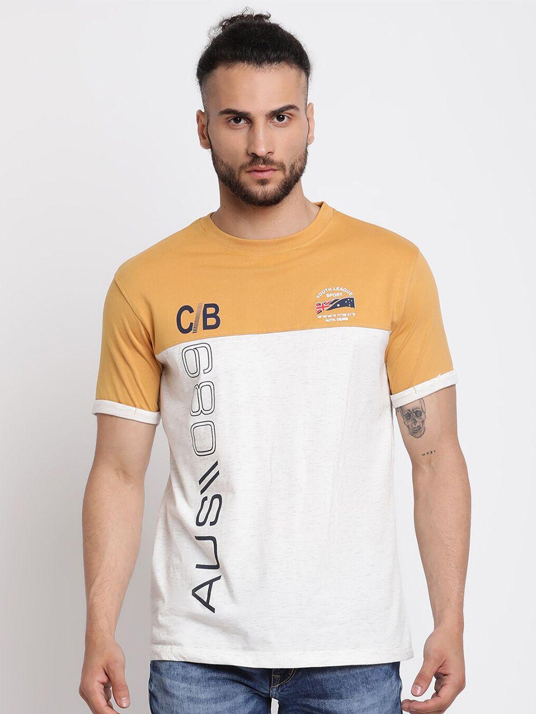cantabil colourblocked round neck cotton t-shirt